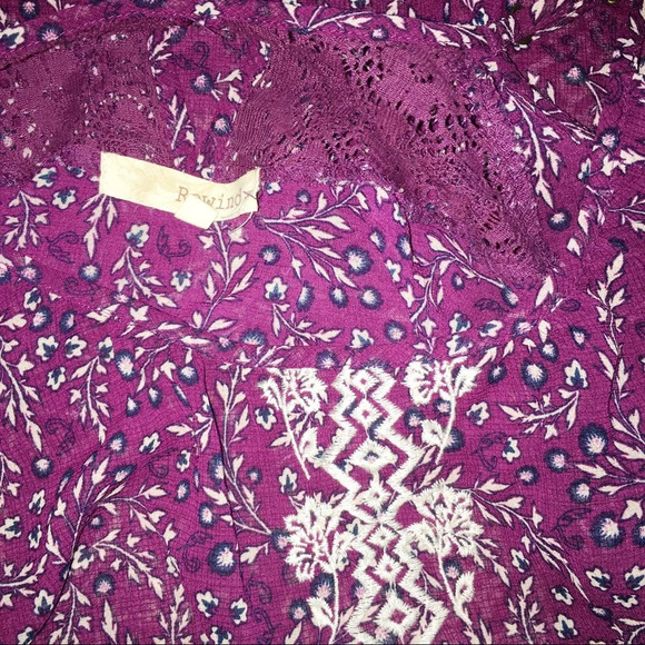Rewind xsmall purple floral peasant boho blouse - Picture 4 of 5